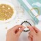 1800Pcs Jewelry Beads Making Set, Silver & Gold Round Spacer Beads 3 Sizes Smooth Alphabet Pearls Beads and 2 Rolls Elastic String for DIY Craft Supplies